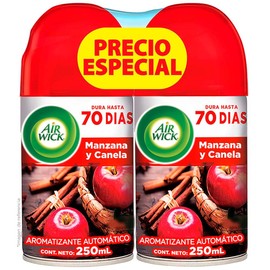 Air Wick® Freshmatic® 2 Repuestos de Aromatizante De Ambiente Automático Manzana y Canela, 250 Ml c/u