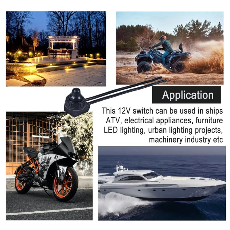 DMWD 12V Waterproof IP67 Latching RV Push Button Switch ON