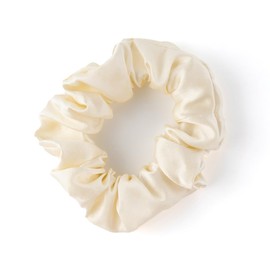 Battilo 100% Pure Mulberry Silk 19 Momme Scrunchies for Women, Silk Hair Ties, Elastics Ponytail Holders for Women Girls Hair Accessories Gift,1 piece,Cream