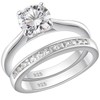 SHELOVES Sterling Silver Engagement Wedding Rings Set Soliraire Round CZ