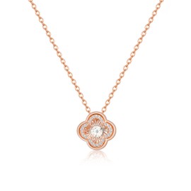 SDA Dancing Diamond Clover Necklaces for Modern Women - Real Diamond Lucky Necklace for Women(style3, Rose Gold)