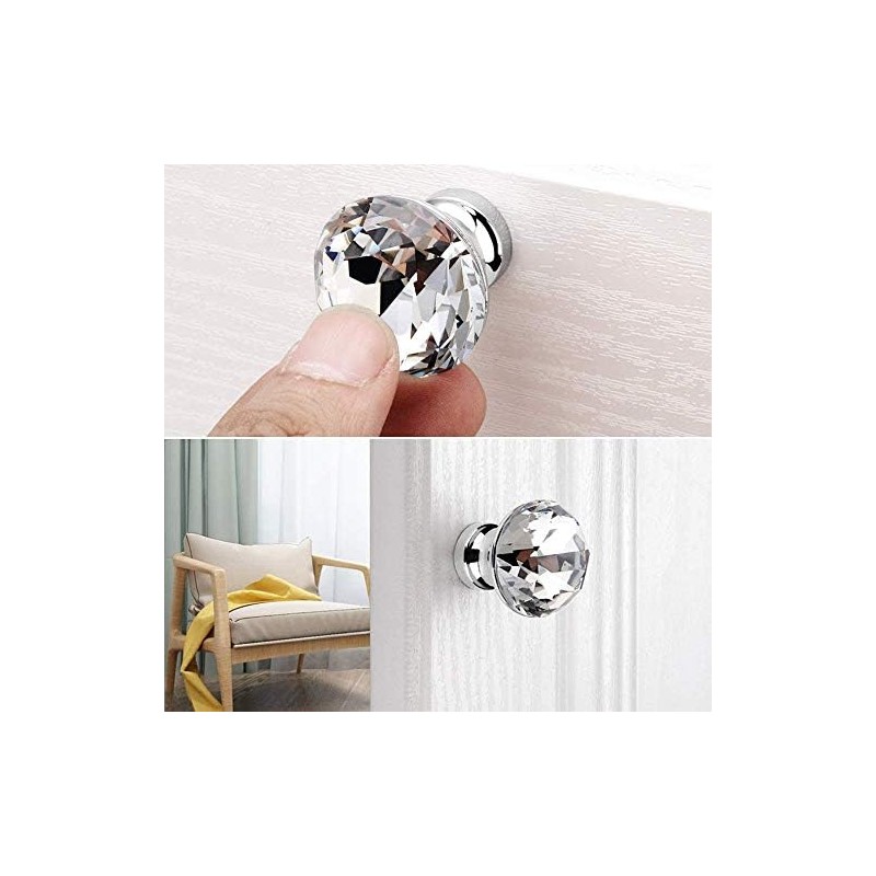 Crystal Knobs, Pack of 8, 40 mm, Crystal Glass Cupboard