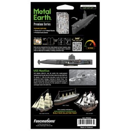 Fascinations Metal Earth Premium Series USS Nautilus 3D Metal Model Kit Bundle with Tweezers
