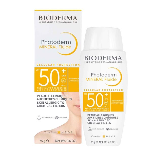 Bioderma Photoderm Mineral Fluido FPS 50+, Protección solar corporal, 75gr