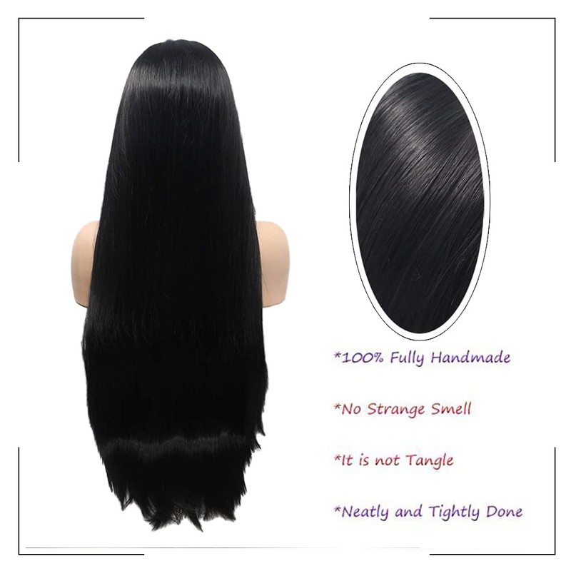 Angle Lucky Black Lace Front Wig Long Straight Black Middle