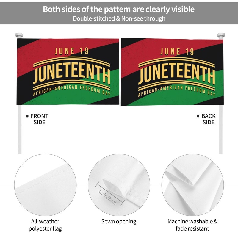 Juneteenth Since 1865 Celebrate Freedom Afican Car Flag Double Sided