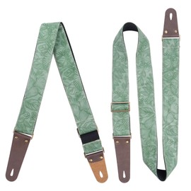 Czzmy Guitar Strap, Adjustable Guitar Strap, Guitar Strap with Leather Ends, Plectrum Buttons, Guitar Neck Strap for Electric Guitar, Acoustic Guitar, Bass, 1-carved light green