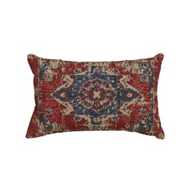 AVOIN colorlife Boho Red Throw Pillow Cover, 12 x 20 Inch Bohemia Ethnic Style Carpet Pattern Cushion Case for Sofa Couch