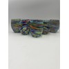 Handblown Confetti Stemless Wine Glass with Colorful Swirl Design (Set