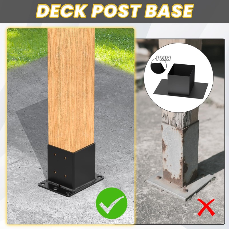 TAYORY Heavy Duty 4x4 Post Base 4 Pcs, Thickness: 0.118"/3MM,