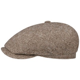 Stetson 6 Panel Flat Cap - Undyed - 100% Virgin Wool - Made in EU - Men - Autumn Winter, beige / brown, XL