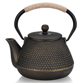 DRNKNSTX Cast Iron Teapot, 32 oz (950 ml) Japanese Tetsubin Tea Pot with Infuser for Stovetop Safe, Tea Kettle with Enameled Interior for Loose Leaf Tea and Tea Bags