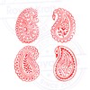 Original Wooden Blocks Retro Paisley Floral Design Printing Stamps (Set