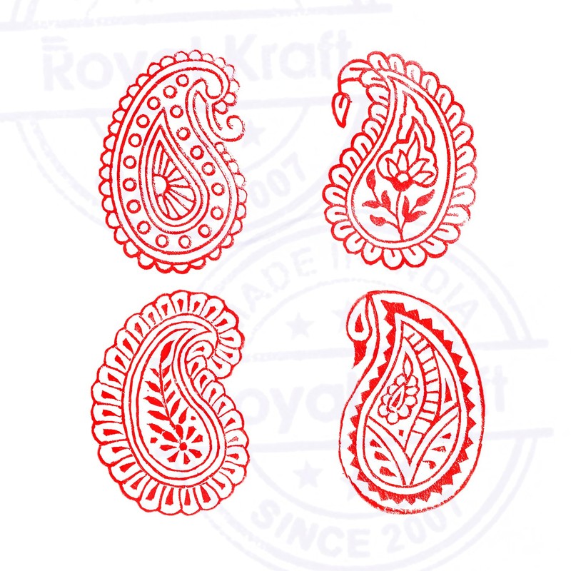 Original Wooden Blocks Retro Paisley Floral Design Printing Stamps (Set