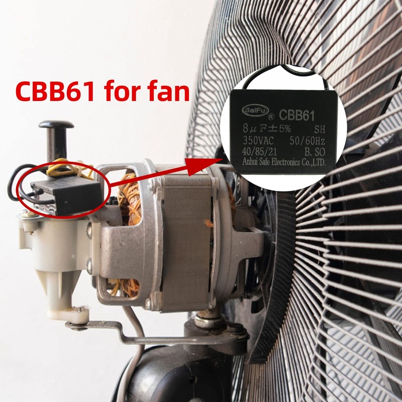 AKZYTUE CBB61 Capacitor 8uf 350V AC Ceiling Fan 2 Wire