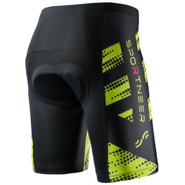 Sportneer Padded Cycling Shorts Men - 4D Cycling Shorts Mens Padding Mens Bicycle Cycling Biking Clothing Shorts, Breathable and Absorbent Yellow