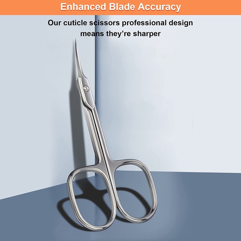 CGBE Professional Curved Tip Cuticle Scissors Stainless Steel Silver