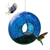 Topadorn Bird Feeder Fly Through Mosaic Round Stained-Glass Birdfeeder, Outdoor