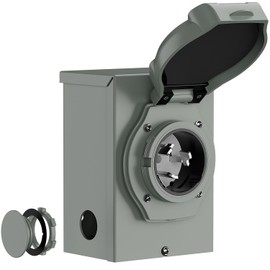 Nema SS 2-50 50-AMP/125V 250V Waterproof Power Inlet Box, ETL Listed 50A Generator Power Inlet, Outdoor use 2-50 50A 125V/250V Inlet Box with LED Light AD0070