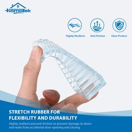 HOMOTEK 2 Pack Wedge Rubber Door Stops - Non-Slip Stoppers for Door Gaps 5-23mm, Wall & Floor Protector for Bottom of Door, Khaki