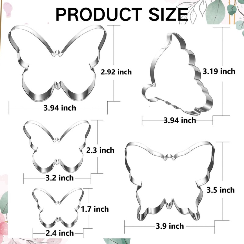 LUBTOSMN Butterfly Cookie Cutter Set-5 Piece-Butterfly Fondant Biscui Cutters