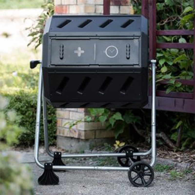 FCMP Outdoor IM4000-WK 37 Gallon Plastic Dual Chamber Tumbling Composter