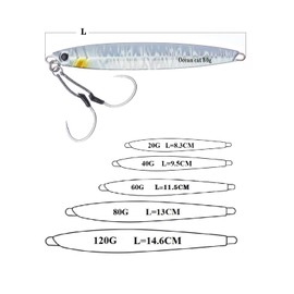 OCEAN CAT 1 PC Slow Fall Pitch Fishing Jigs Lures Lead Metal Flat Sinking Vertical Shore Jigging Bait with Assist Hook for Saltwater Fishing (Laser Silver, 20g)