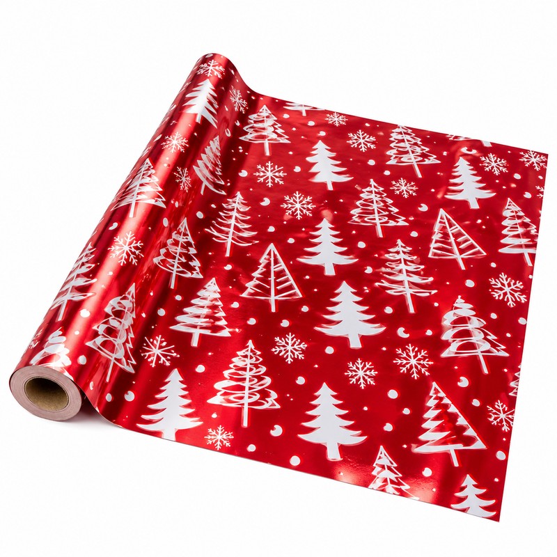 Red Christmas Wrapping Paper Roll for Holiday Gifts – Shiny