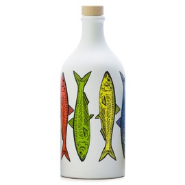 MURAGLIA ANTICO FRANTOIO Antico Frantoio Muraglia, Premium Italian Extra Virgin Olive Oil, First Cold Press, Pop Art Collection, SARDINES, Collectible Handmade Ceramic Bottle 17 Fl.oz (500 ml) evoo