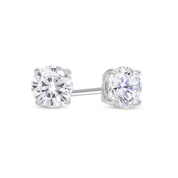 KEZEF Rhodium Plated Sterling Silver Stud Earrings for Women and