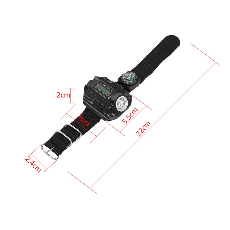 Portable LED Wrist Watch Flashlight Torch Light USB Rechargeable Flashlight