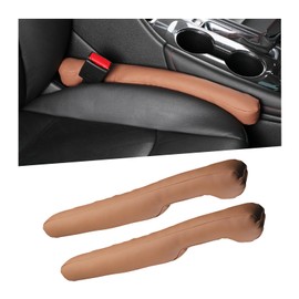KVAEY 2 PCS Car Seat Gap Filler, Universal Fit Leather Car Seat Gap Plug to Fill The Gap Between Seat and Console, Car Seat Crevice Blocker Stop Things from Dropping, Car Accessories (Brown)