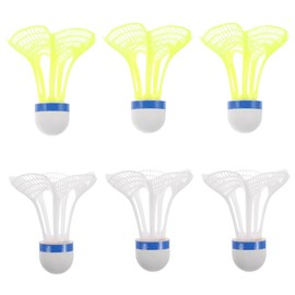 PcvGef Shuttlecocks, windproof badminton balls, pack of 6, yellow and white, ideal for outdoor and indoor use, for training, school and family activities