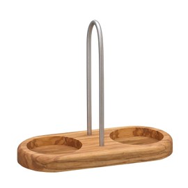 Zassenhaus 0000036060 Salt and Pepper Coaster Set With Handle Olive Wood, Stainless Steel, Brown
