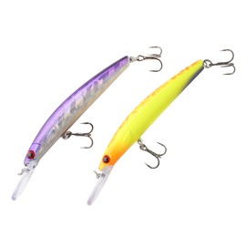 Zanderfang Wobbler Set Drummer 9.5 cm 9.5 g - UV Yellow & Silver Purple - UV-Active Artificial Baits for Zander Perch - Hard Bait Deep Running with Rattle - Spinning Bait Predator Fish Pack of 2
