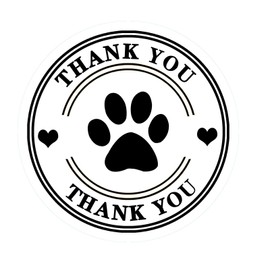500 Dog Paw Print Thank You Labels per Roll,Heart Thank You Stickers for Christmas Gifts, Wedding, Party.
