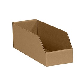 Aviditi Corrugated Cardboard Storage Bins, 4"x 9"x 4 1/2", Kraft, Pack of 50, For Warehouse, Garage and Home Organization