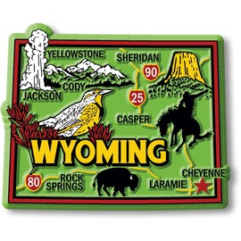 Wyoming Colorful State Magnet by Classic Magnets, 3" x 2.4", Collectible Souvenirs Made in The USA
