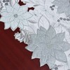 Simhomsen Embroidered Silver Poinsettia Table Runner for Christmas (14×106 inches)