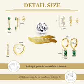 Morfetto 4 Pairs 14K Gold-Plated Hypoallergenic Earring Sets for Women - Delicate Stud Earrings, Huggie Hoop Earrings, Small Hoops and Hanging Cartilage Earrings for Multiple Piercings, Stainless