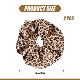 CutitiUU 2 PCS Scrunchie 100% Mulberry Silk Hair Ties Scrunchies,Leopard Print Scrunchies Hair Bands,Oversized Print Hair Rope,Large Leopard Hair Bands,Ponytail Holders,Luxurious (B)