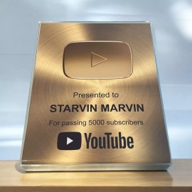 Handmade Gold Play Button Award | Custom YouTube Plaque