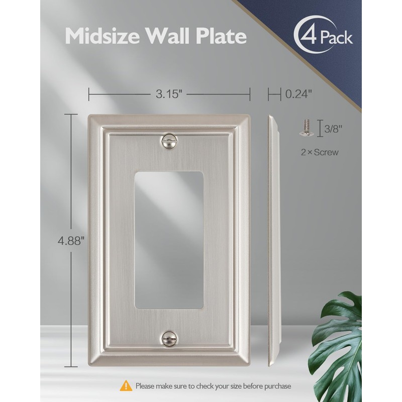 ZILLSEA Decorative Focus Frame Switch Plates Outlet Covers, Durable Metal