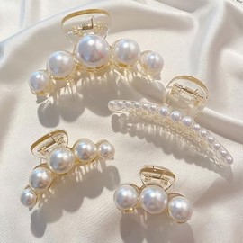 4 Pcs Pinzas con Perlas,Ideales para Mujeres y Mujeres,Antideslizantes resistentes,Sujetan Todo Tipo de Cabello,Accesorios Elegantes y Herramientas de Peinado,Perfectas para Fiestas y Bodas