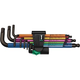 Wera - Juego de llaves en L, métrico,. Láser negro, multicolor, 9 piezas