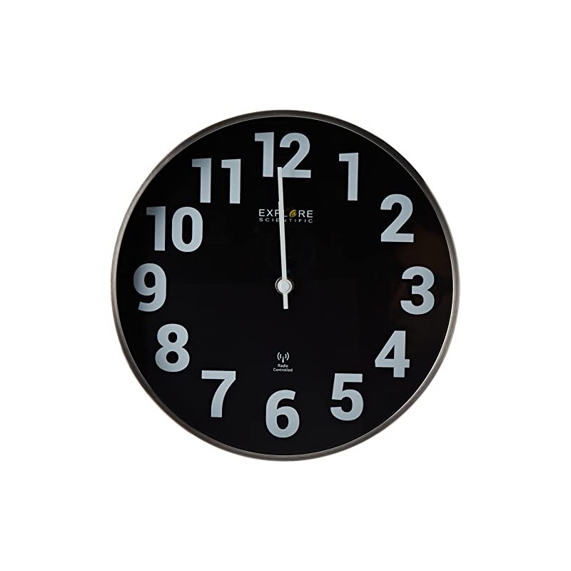 Explore Scientific Wall Clock Diameter 25 cm Metal Black Normal