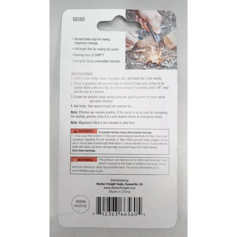 HFT Magnesium Fire Starter Flint and Striker Knife Camping Survival