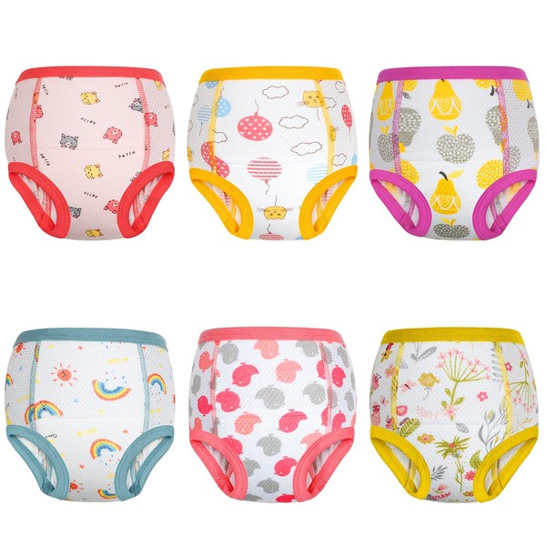 MOEMOE BABY Potty Training Pants Toilet Training Pants Toddler Training Pants Girls Potty Training Pants Reusable,Hollow Design,Cotton 6 pack,Pink,6 Years