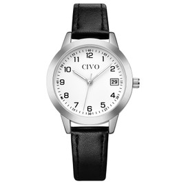 CIVO Ladies Watches for Women Leather: Analog Quartz Waterproof Easy to Read Date Wrist Watch Fashion Casual Elegant Black