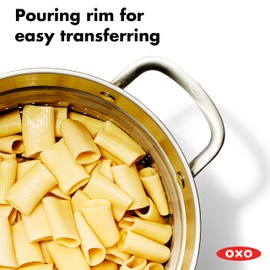 OXO Stainless Steel 8.4QT Multipurpose Boiler Pot with Steamer Insert & Glass Lid, Stockpot for Simmering, Boiling, Steaming, Stew, Soup, Pasta, Induction Suitable, Dishwasher Safe, Stainless Steel